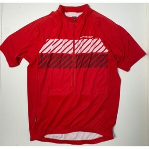 Bontrager mens Small Solstice Cycling Jersey Red Good Loose Fit 1/2 Zip 9466
